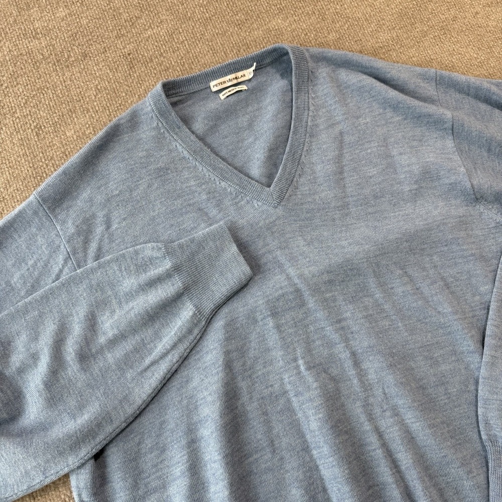 Peter‎ Millar Pullover Sweater V-Neck 100% Merino Wool Mens Size XXL Blue